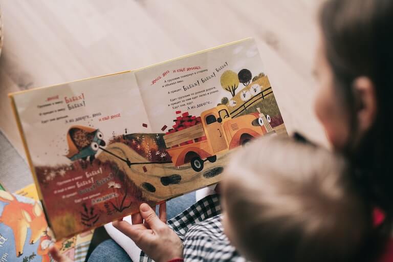 Reading a russian book to a baby