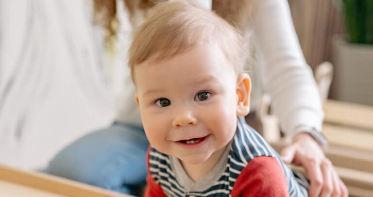 Boy with his teeth showing