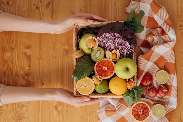 A basket full of different types of fruits