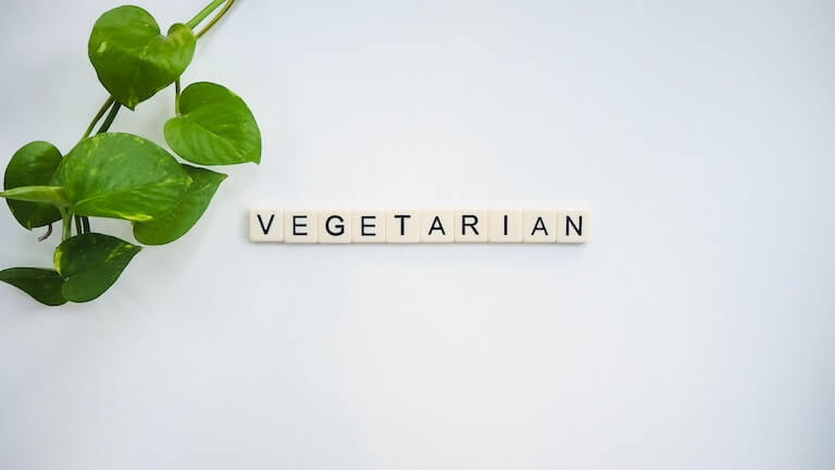 Letter spelling out the word vegetarian