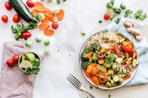 Healthy meal consisting of a plate of vegetables