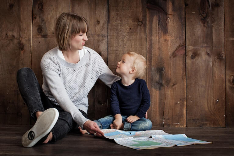 Mom and son joking around